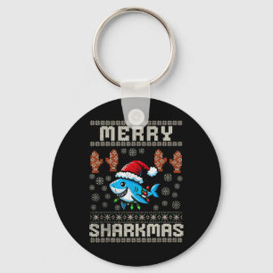 Llavero Feliz Sharkmas Navidades de tiburón Nochebuena niñ