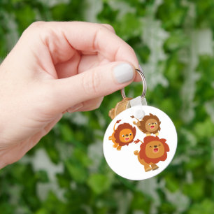 Llavero Feliz trío de cortos leones Personalizados