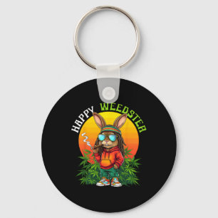 Llavero Feliz Weedster Pascua Bunny Smoed Weed Funny Hombr