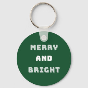 Llavero Feliz y brillante, arte verde Navidad, feriado