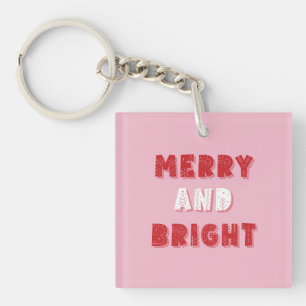 Llavero Feliz y brillante, Feliz Navidad, Navidades, rosa