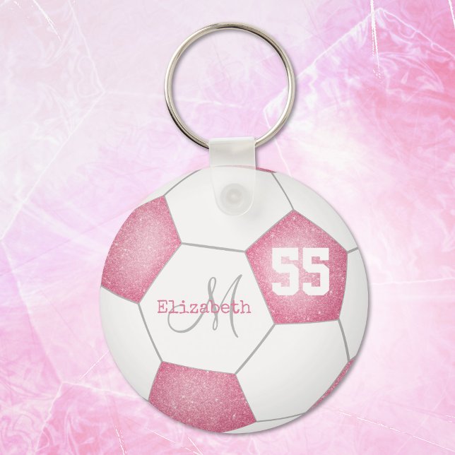 Llavero femenina de fútbol blanco rosa rosa personalizada (Subido por el creador)