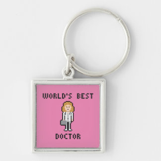 Llavero femenino del médico del arte del pixel