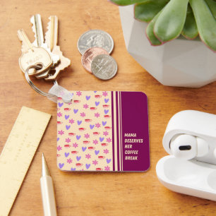 Llavero Feminine Stripes Mama Coffee Break Art