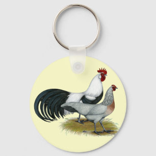 Llavero Fénix: Par de Duckwing Plateado