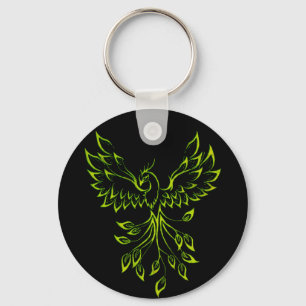 Llavero Fénix verde se eleva sobre negro