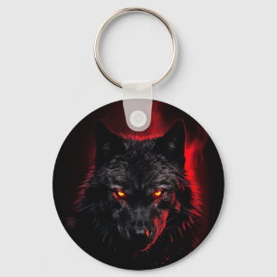 Llavero Fenrir - Lobo negro con ojos rojos