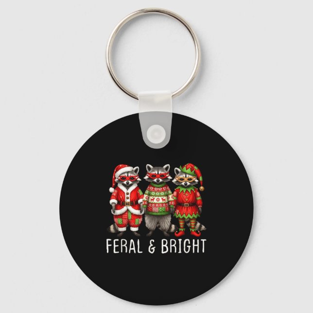 Llavero Feral And Bright Raccoon Santa Christmas Holiday T (Anverso)