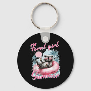 Llavero Feral Chica Summer Funny Meme Feral Raccoon Summer