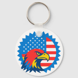 Llavero Feroz águila calva en la bandera de los Estados Un