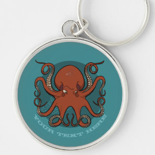 Llavero Feroz Tentacles de pulpo rojo Personalizado con te
