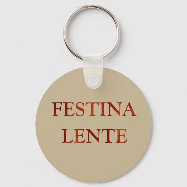 Llavero festina lente latin cita (Anverso)