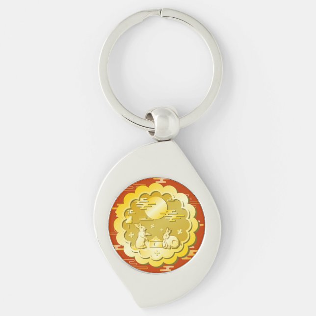 Llavero Festival de Otoño de Otoño Mooncake Moon Rabbit (Anverso)