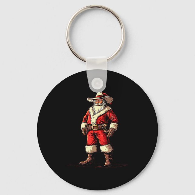 Llavero Festive Fun With A Christmas Cowboy As Santa Claus (Anverso)