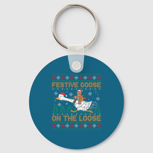 Llavero Festive Goose On The Loose Funny Gingerbread Ugly  (Anverso)