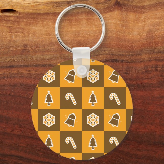 Llavero Festive Holiday Grid Pattern (Reverso )