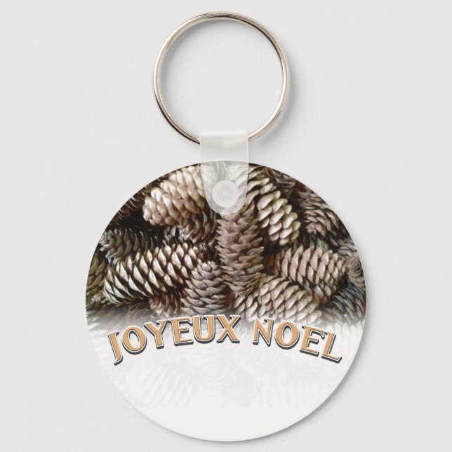 Llavero Festive Holiday Joyeux Noel Pine Cone (Anverso)