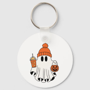 Llavero Festividad con cesta de calabaza y latte helado