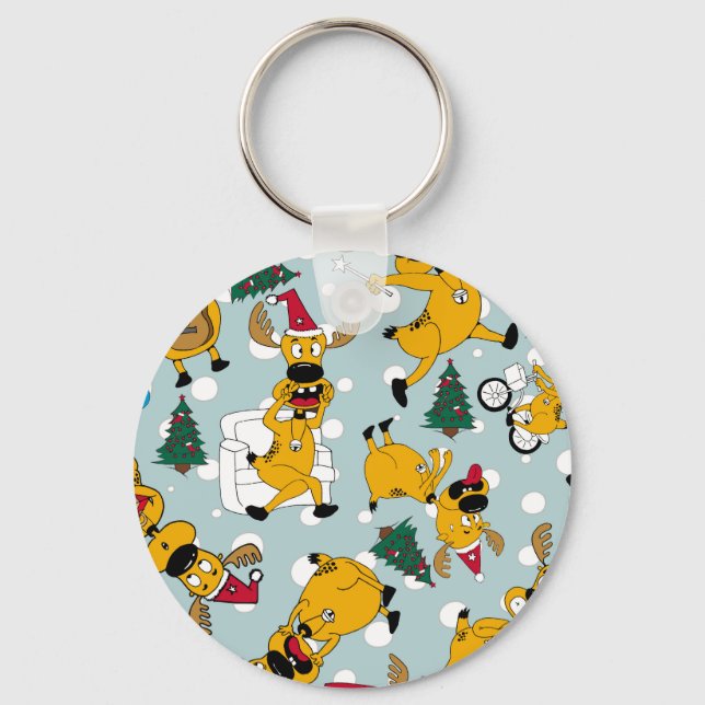 Llavero Festividad de ciervos: Diseño del patrón de Navida (Anverso)