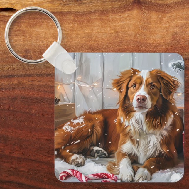 Llavero Festividad de los Navidades de perros Toller en Nu (Anverso)