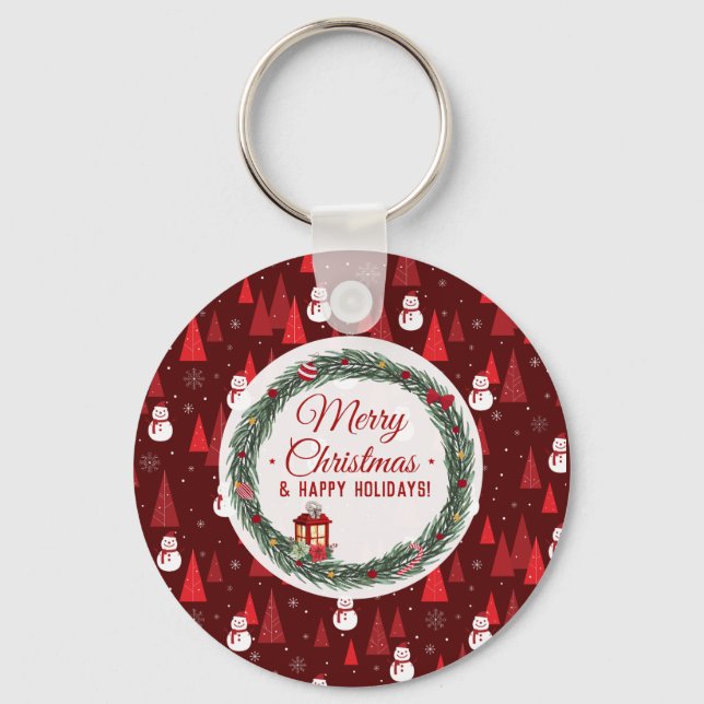 Llavero Festividad moderna de navidad roja (Anverso)
