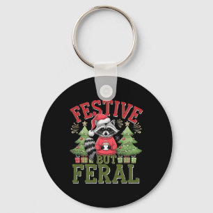Llavero Festividad pero Feral Raccoon Navidades Santa Fun