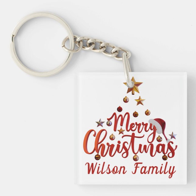 Llavero Festividad personalizada Feliz Navidad Decorativo (Frente)