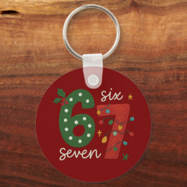 Llavero Festivo 67 – Diseño de Números Navideños Brillante