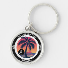 Llavero Ficha de aniversario personalizada tropical de 12 