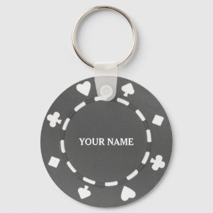 Llavero Ficha de póquer gris personalizable