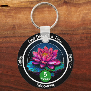 Llavero Ficha de Sobriedad Lotus Medallón Personalizado
