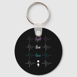 Llavero Fiebre Live Love Semicolon Heartbeat Suicidio Awar