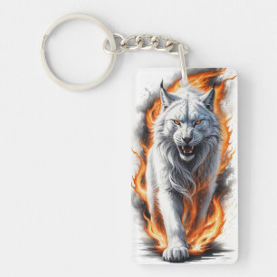 Llavero Fiero Lince Flamígero Caminando a Través de las Ll