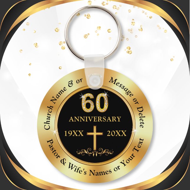 Llavero Fiesta 60° Aniversario o Favores del 60° Aniversar (60th church anniversary party favors or Christian 60th Anniversary. Church 60th anniversary, Black.)