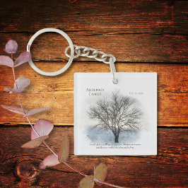 Llavero Fiesta de Árbol de acuarela de Reunión Familiar