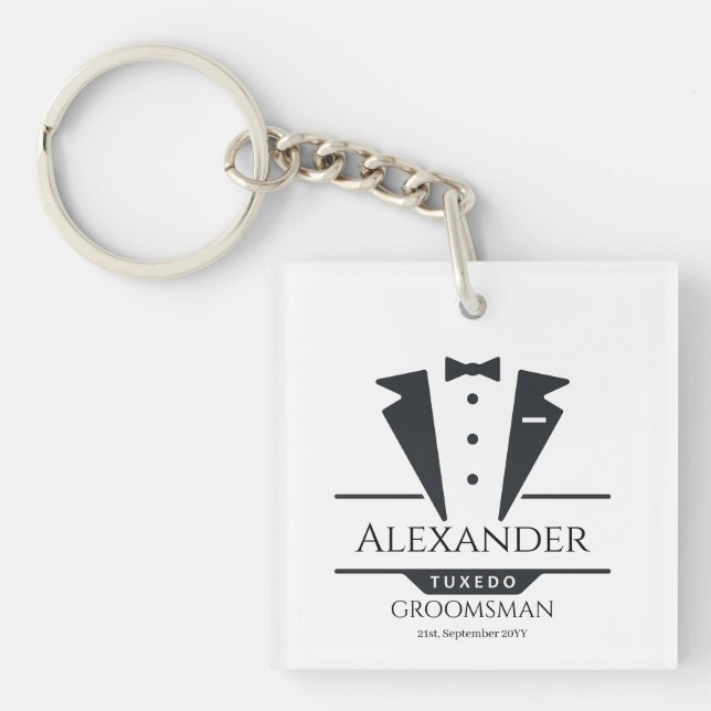 Llavero Fiesta de bodas Tuxedo Regalos Groomsman (Frente)