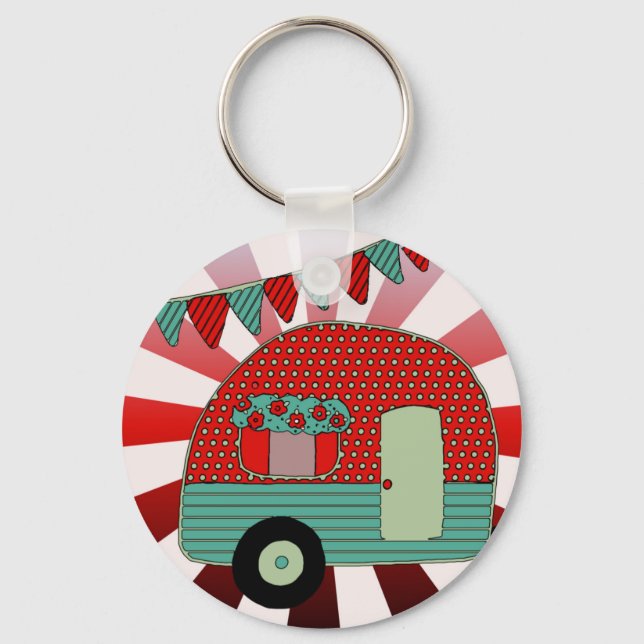 Llavero Fiesta de camping retro Suministros Personalizado  (Anverso)