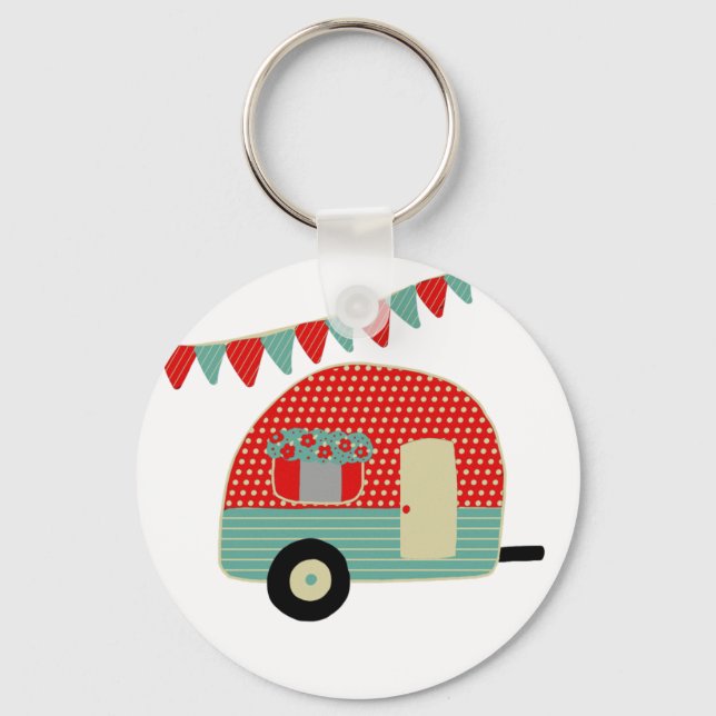 Llavero Fiesta de camping retro Suministros Personalizado  (Anverso)