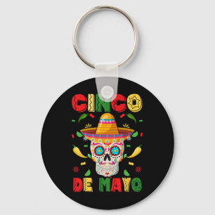 Llavero Fiesta de Cinco De Mayo Calavera de Azúcar Hombres