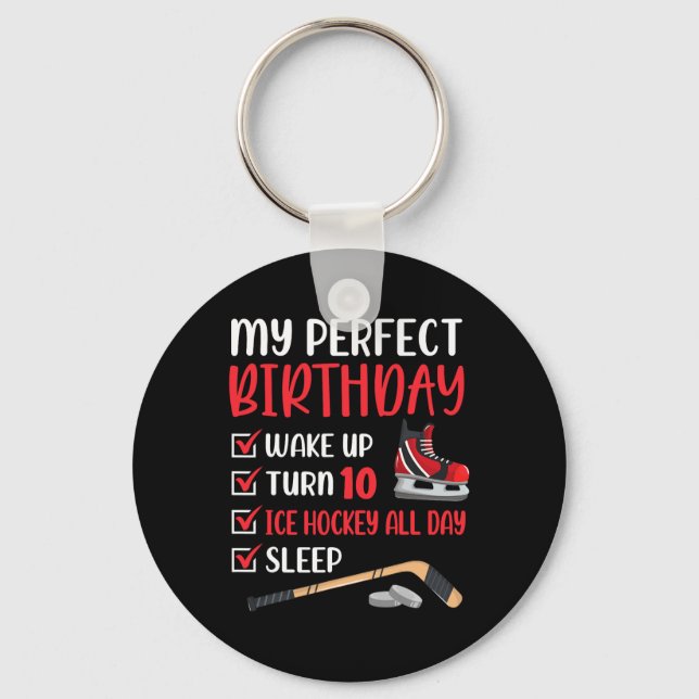 Llavero Fiesta de cumpleaños 10 años de hockey sobre hielo (Anverso)