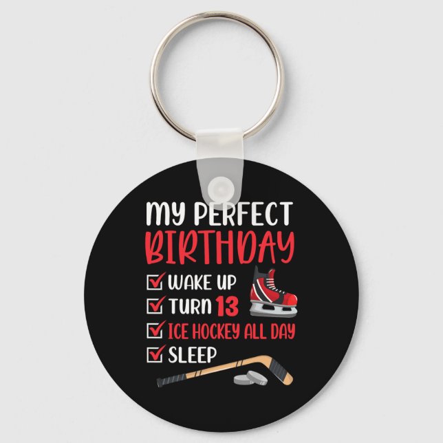Llavero Fiesta de cumpleaños 13 años de hockey sobre hielo (Anverso)