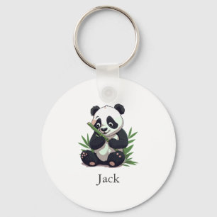 Llavero Fiesta de cumpleaños de Bamboo Cute Panda Greenery