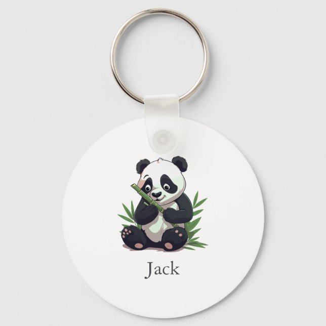 Llavero Fiesta de cumpleaños de Bamboo Cute Panda Greenery (Anverso)