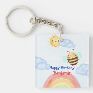 Llavero Fiesta de cumpleaños de la abeja de miel de Cute