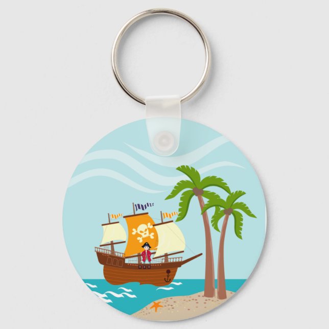 Llavero Fiesta de cumpleaños de niño pirata (Anverso)