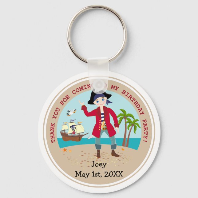 Llavero Fiesta de cumpleaños de niño pirata (Anverso)