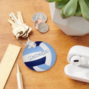 Llavero fiesta de cumpleaños de niños de voleibol azul mar