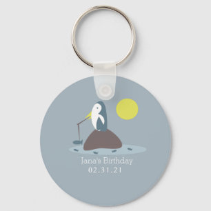 Llavero Fiesta de Cumpleaños de Pesca de Pingüino Más Lind