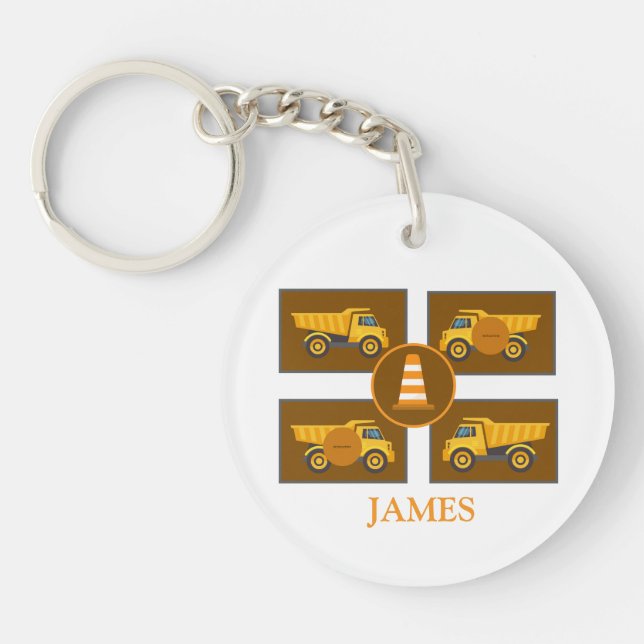 Llavero Fiesta de cumpleaños del camión de construcción (Frente)