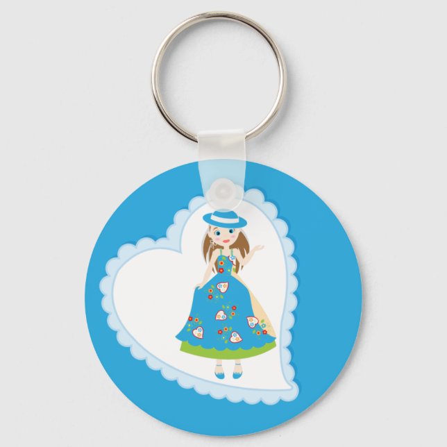 Llavero Fiesta de cumpleaños del chica romántico (Anverso)